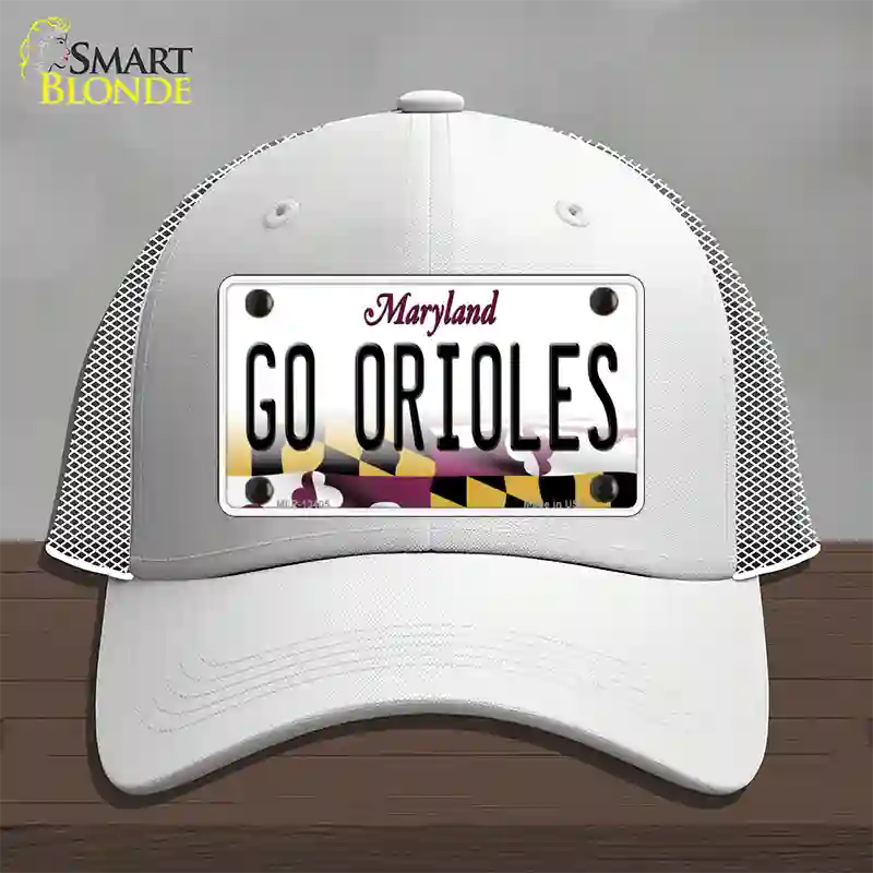 Go Orioles Novelty License Plate Hat Tag Mesh White
