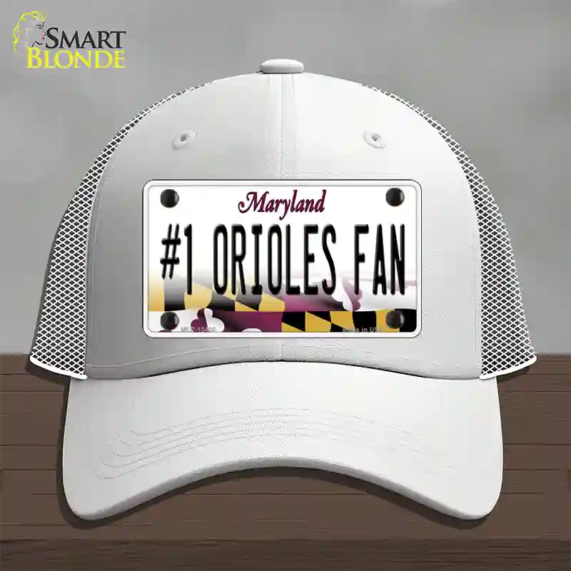 Number 1 Orioles Fan Novelty License Plate Hat Tag Mesh White