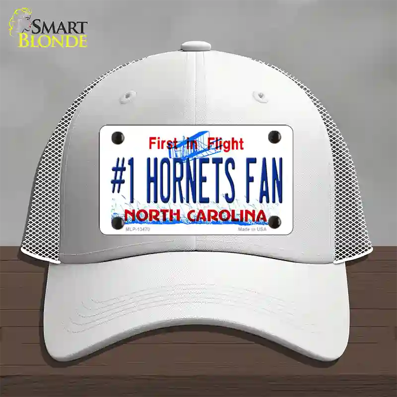 Number 1 Hornets Fan Novelty License Plate Hat Tag Mesh White