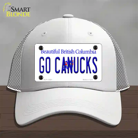 Go Canucks Novelty License Plate Hat Tag Mesh / White