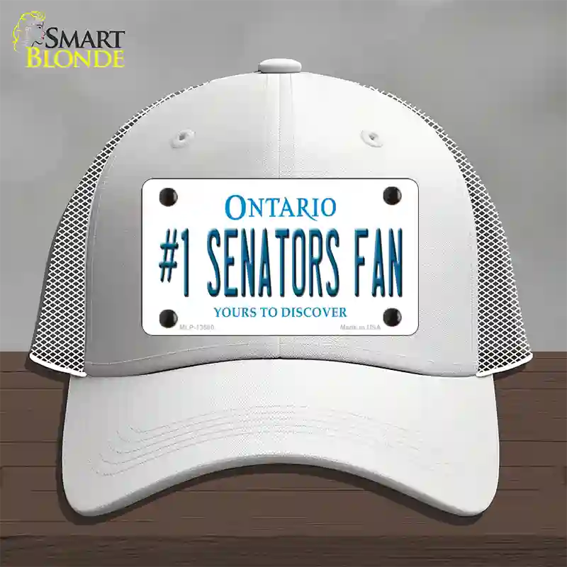 Number 1 Senators Fan Novelty License Plate Hat Tag Mesh White