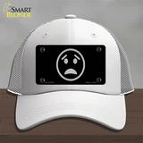 Worried Black Novelty License Plate Hat Tag Mesh White