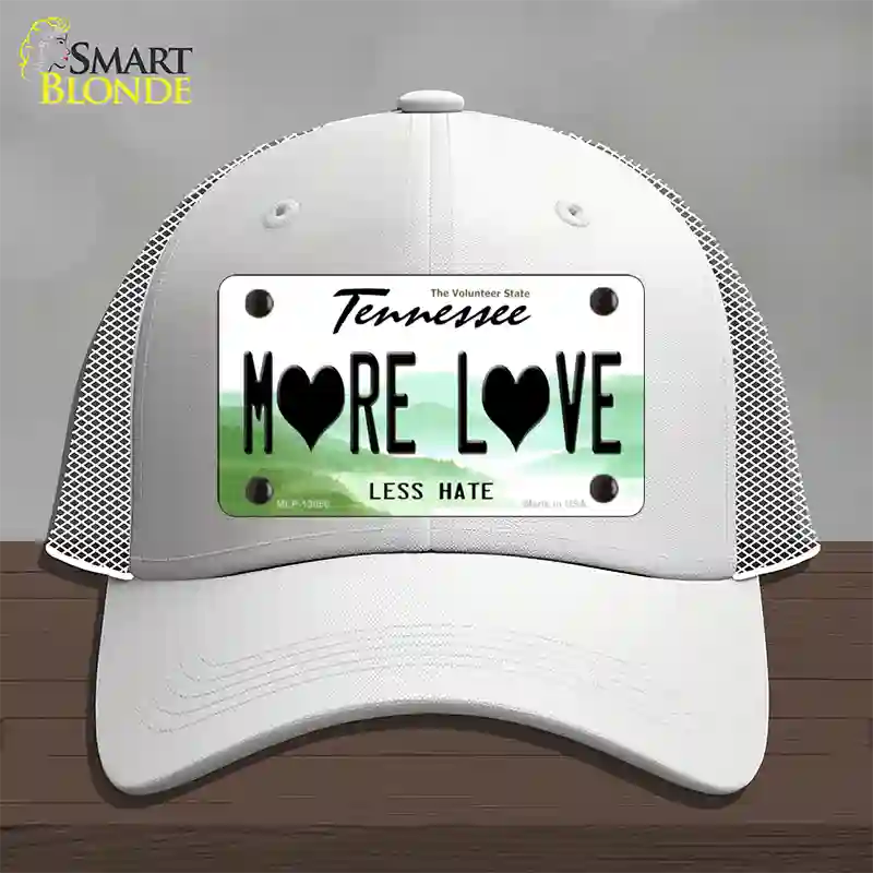 More Love Novelty License Plate Hat Tag Mesh White