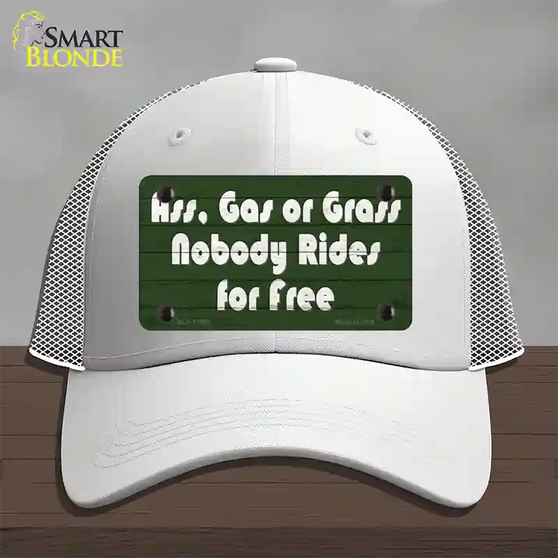 Ass Gas Or Grass Novelty License Plate Hat Tag Mesh White