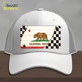 California Racing Flag Novelty License Plate Hat Tag Mesh White