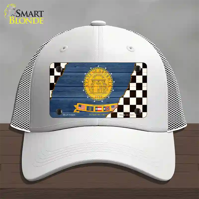 Georgia Racing Flag Novelty License Plate Hat Tag Mesh White