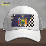 New York Racing Flag Novelty License Plate Hat Tag Mesh White