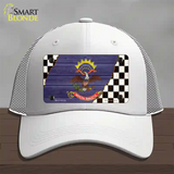 North Dakota Racing Flag Novelty License Plate Hat Tag Mesh White