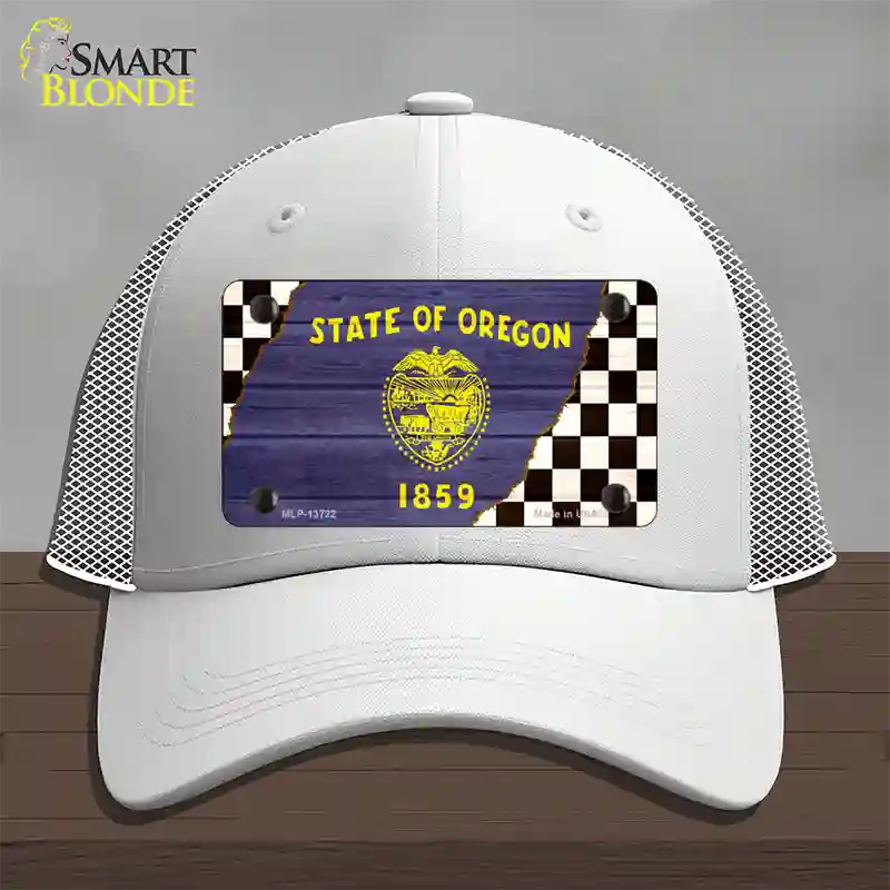 Oregon Racing Flag Novelty License Plate Hat Tag Mesh White