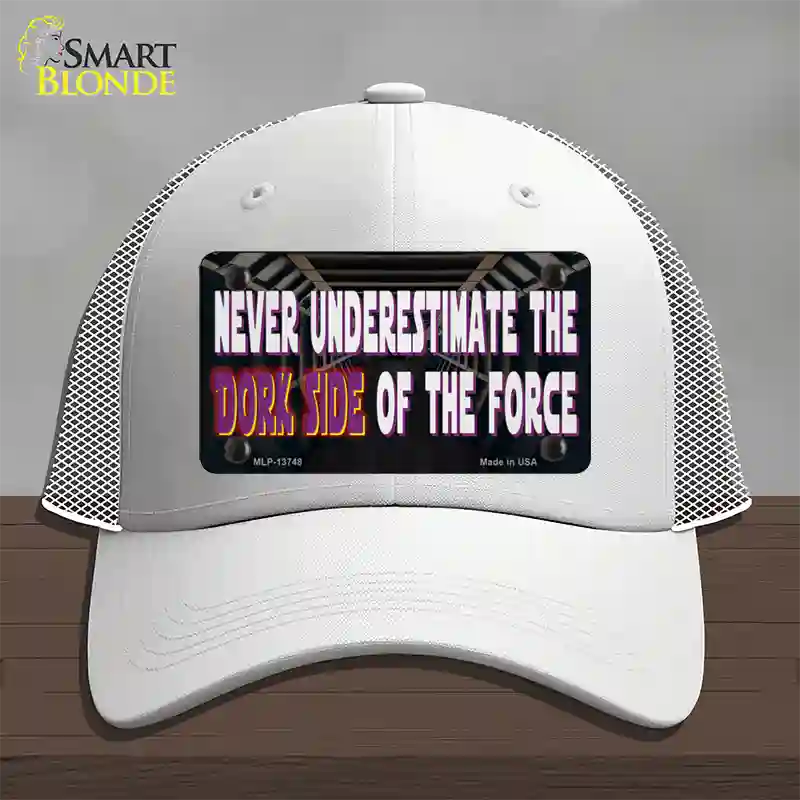The Dork Side Novelty License Plate Hat Tag Mesh White