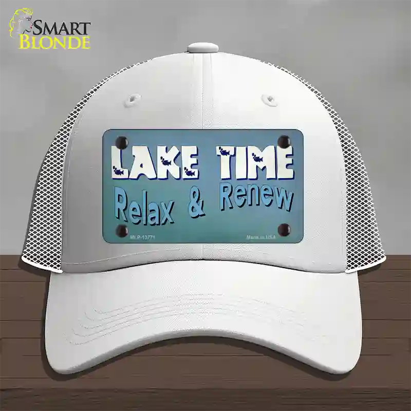 Lake Time Novelty License Plate Hat Tag Mesh White