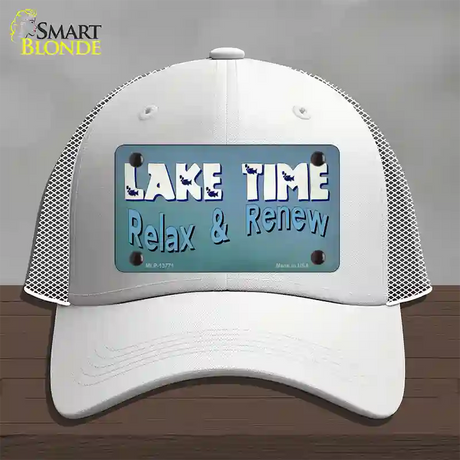 Lake Time Novelty License Plate Hat Tag Mesh White