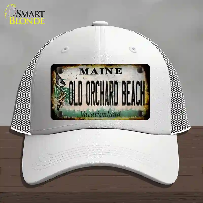 Old Orchard Beach Maine Rusty Novelty License Plate Hat Tag Mesh White