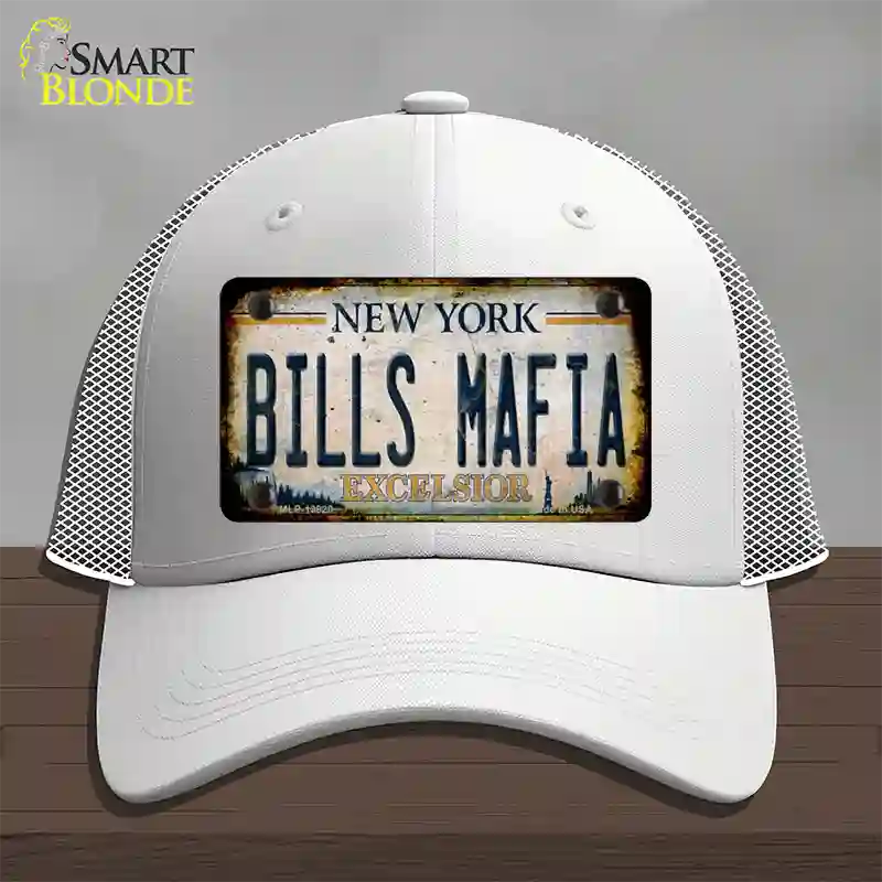 Bills Mafia New York Rusty Novelty License Plate Hat Tag Mesh White