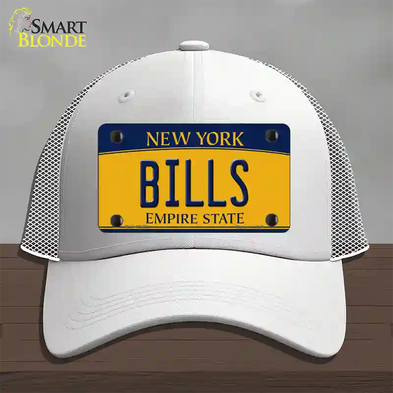 Bills New York Yellow Novelty License Plate Hat Tag Mesh White