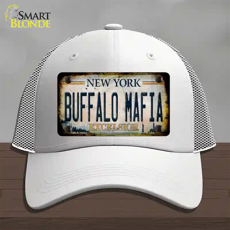 Buffalo Mafia Excelsior New York Rusty Novelty License Plate Hat Tag Mesh White