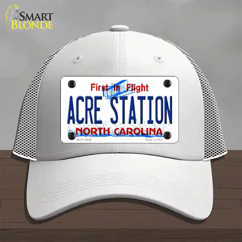 Acre Station North Carolina Novelty License Plate Hat Tag Mesh White