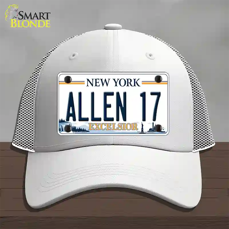 Allen 17 NY Excelsior Novelty License Plate Hat Tag Mesh White