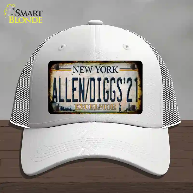 Allen Diggs 21 NY Excelsior Rusty Novelty License Plate Hat Tag Mesh White