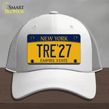 Tre 27 New York Yellow Novelty License Plate Hat Tag Mesh White