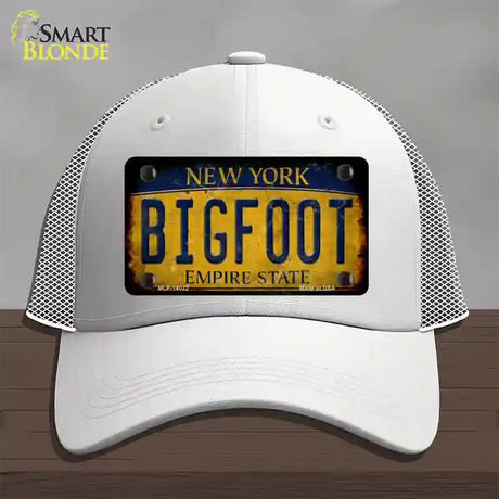 Bigfoot New York Novelty License Plate Hat Tag Mesh / White