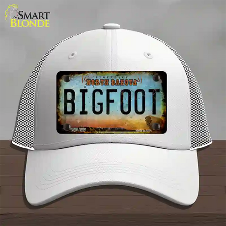 Bigfoot North Dakota Novelty License Plate Hat Tag Mesh / White