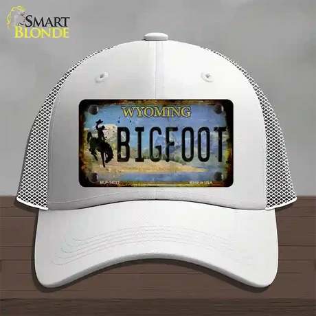 Bigfoot Wyoming Novelty License Plate Hat Tag Mesh / White