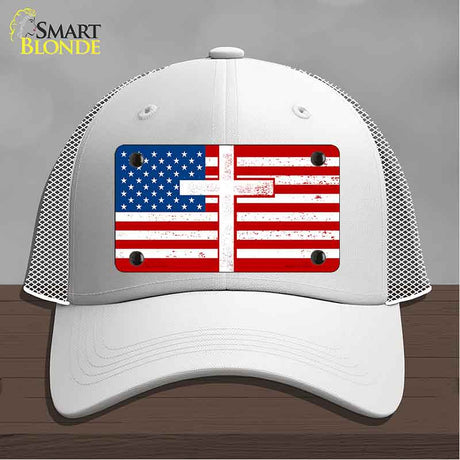American Flag with Cross Novelty License Plate Hat HAT-MLP-14518