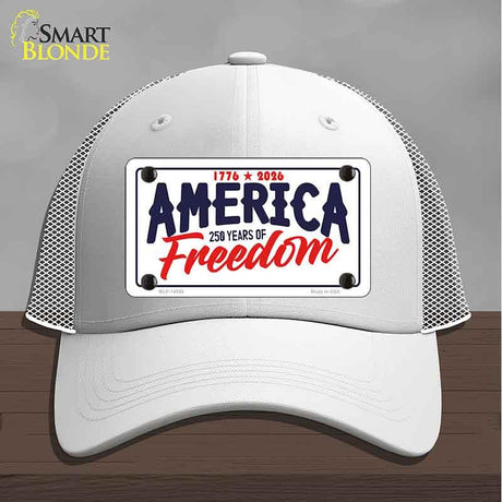 America 250 Years Novelty License Plate Hat HAT-MLP-14546 Mesh White