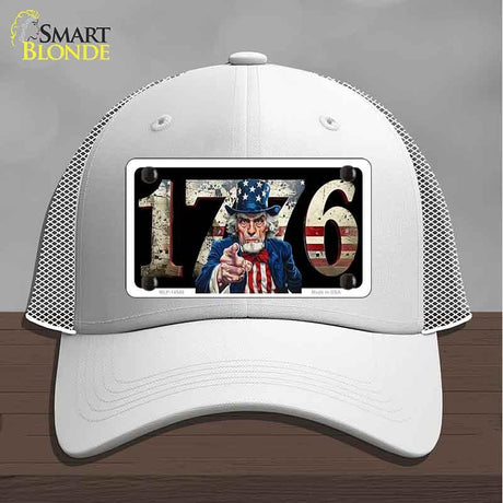 1776 Uncle Sam Novelty License Plate Hat HAT-MLP-14548 Mesh White