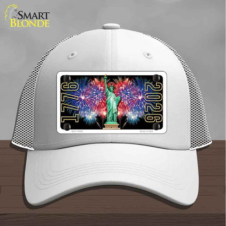 Lady Liberty Fireworks Novelty License Plate Hat HAT-MLP-14549 Mesh White