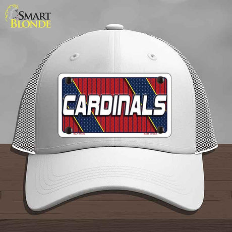 White mesh cap with 'Cardinals' design on a gray background