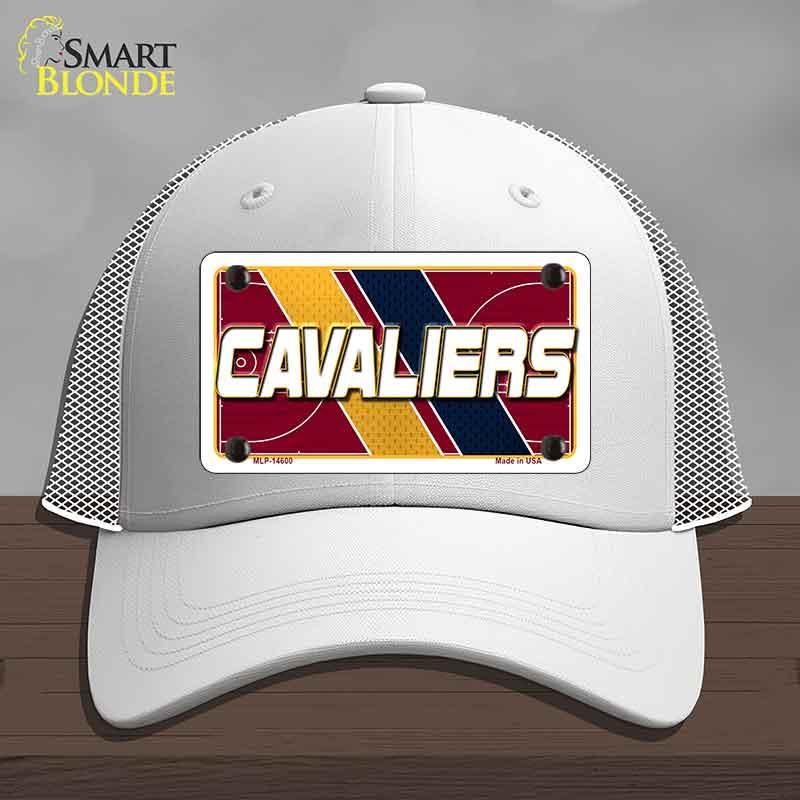 White cap with a Cavaliers license plate design on a gray background