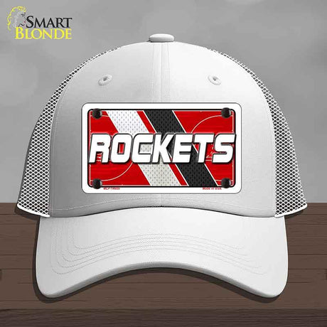 White cap with 'ROCKETS' license plate design on a gray background
