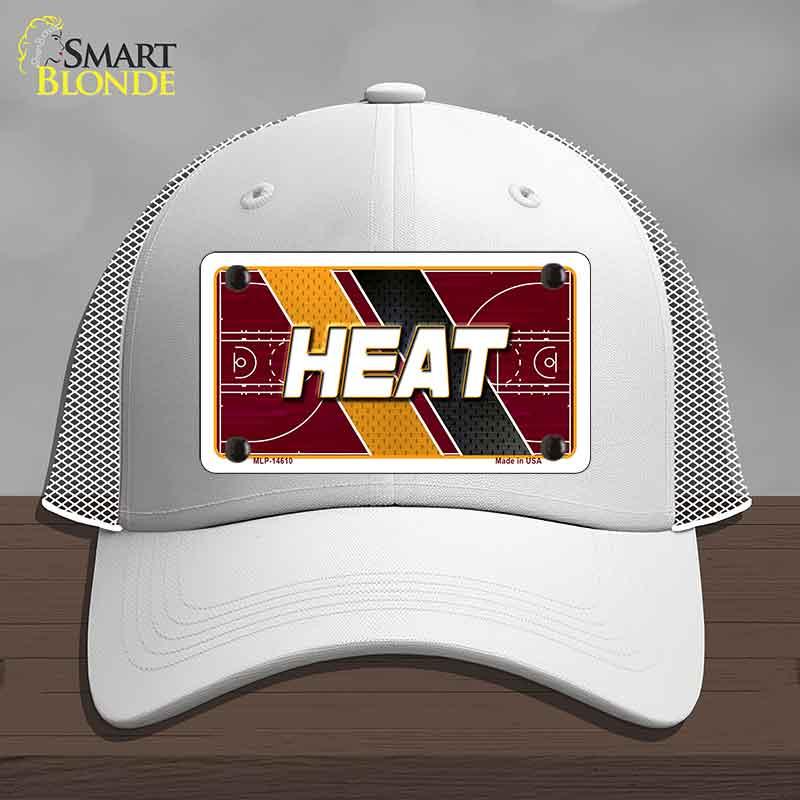 White cap with 'HEAT' design on a gray background