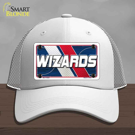 White cap with 'Wizards' design on a gray background