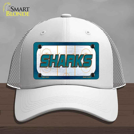 SHARKS Graphic Novelty License Plate Hat HAT-MLP-14679 Mesh White
