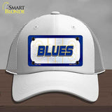 BLUES Graphic Novelty License Plate Hat HAT-MLP-14681 Mesh White