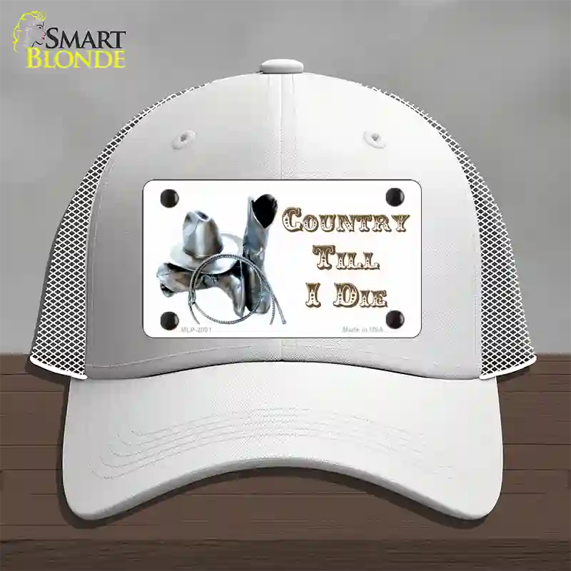 Country Till I Die Novelty License Plate Hat Mesh / White