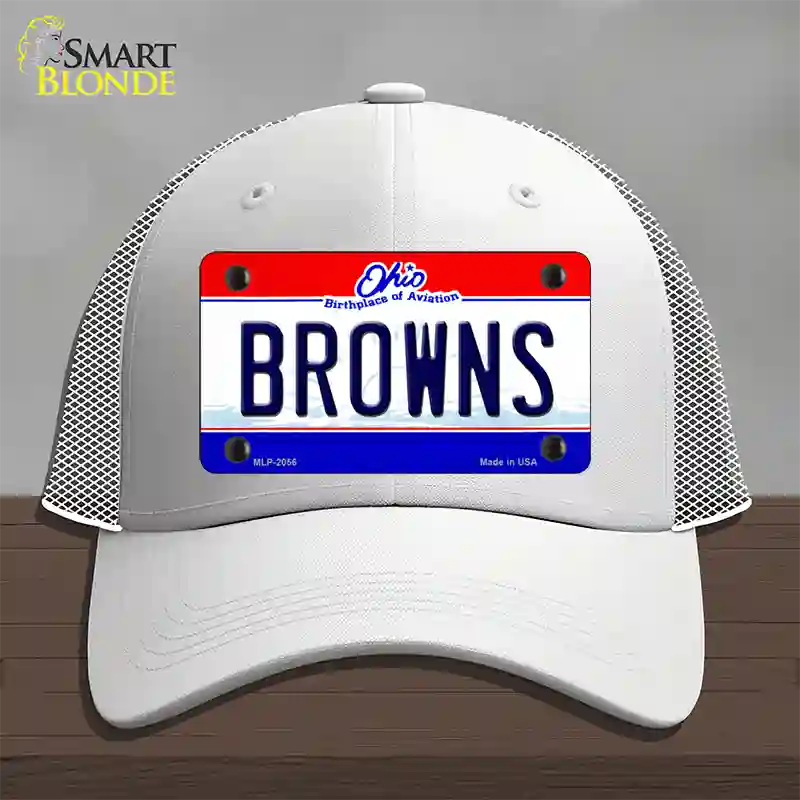Browns Ohio State Novelty License Plate Hat Mesh / White