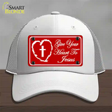 Give Your Heart To Jesus Novelty License Plate Hat Mesh / White