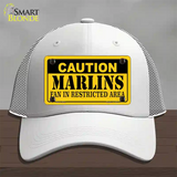 Caution Marlins Fan Novelty License Plate Hat Mesh / White