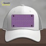 Purple White Chevron Novelty License Plate Hat Mesh / White