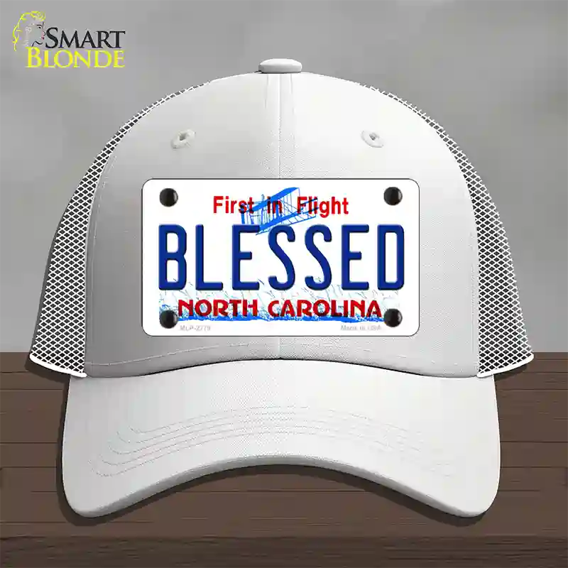 Blessed North Carolina Novelty License Plate Hat Mesh / White