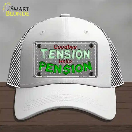 Tension Pension Novelty License Plate Hat Mesh / White
