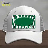 Green White Zebra Green Center Oval Novelty License Plate Hat Mesh / White