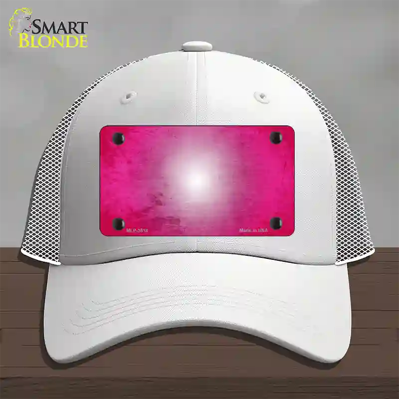 Pink White Fade Scratched Novelty License Plate Hat Mesh / White