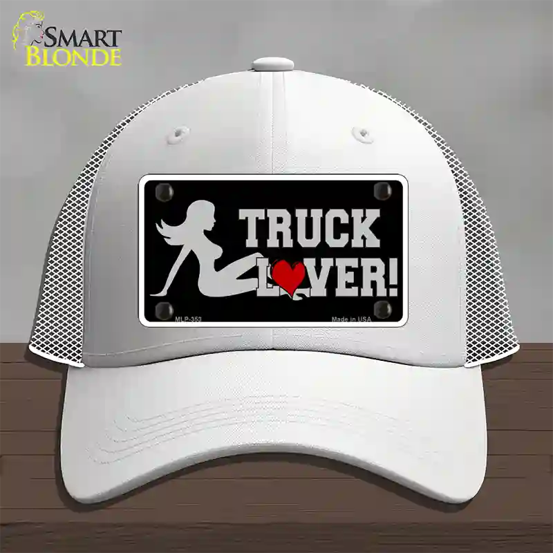 Truck Lover Girl Novelty License Plate Hat Mesh / White