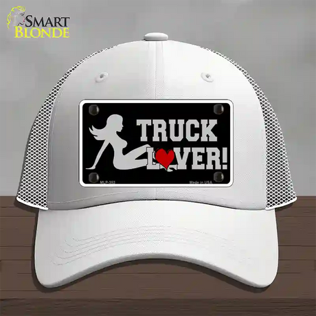 Truck Lover Girl Novelty License Plate Hat Mesh / White