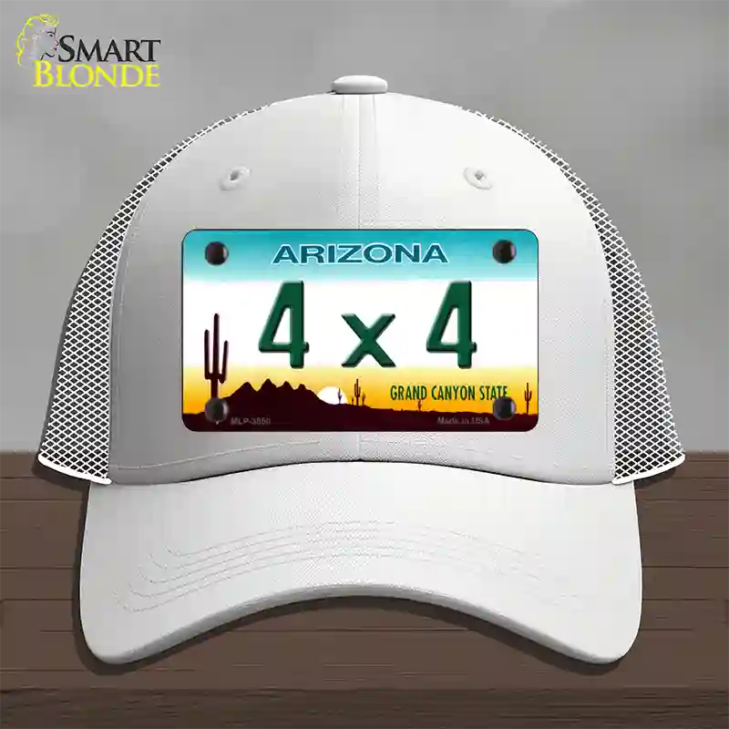 4X4 Arizona Novelty License Plate Hat Mesh / White